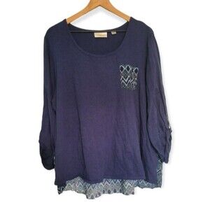 Avenue Blue Boho Blouse Size 22/24